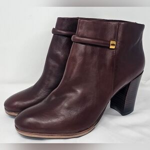 Aerin Women's Fuller Brown Leather Zip Up Ultra High Heel Ankle Boots Size 10M